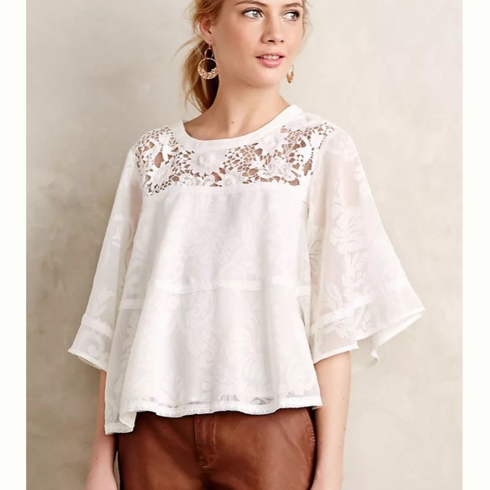 Anthropologie Vanessa Virginia Vasanti Lace Peasant Top size S